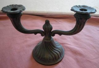 A Fine Israeli Vintage Solid Silver Decorated Candlestick For 2 Candles photo