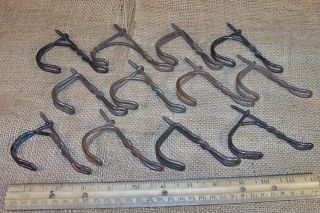 12 Old Twisted Wire Schoolhouse Coat Hooks Antique Country Farm Kitchen Tools photo