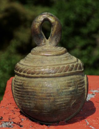 Antique Elephant Bronze Bell Myanmar Burma photo