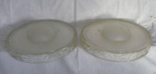 2 Antique Art Deco Round Hanging Ceiling Shade Frosted Clear Glass Tulip Light photo