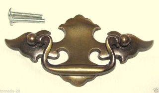 Vtg Brass Chippendale Drawer Pulls Bails Knobs (2) Victorian Art Deco Nos photo