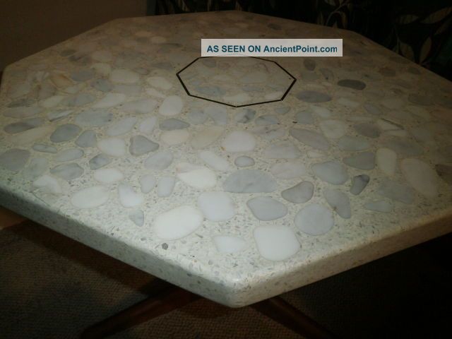 Harvey Probber Mid Century Danish Marble Stone Teak End Table,  24 