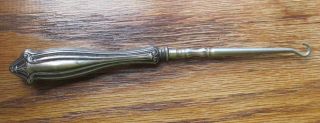 Vintage Sterling Silver Button Hook Tool - Numbered 8 Inch Long & 39 Gram Weight photo