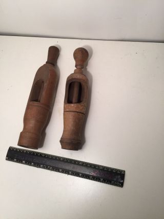 Antique Spinning Wheel Wood Parts Loom Spindle Spool Wooden Peg Primitive Naive photo