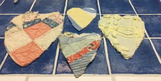 4 Primitive Hearts Vintage Cutter Quilts Various Sizes,  Colors,  Small Crafts photo