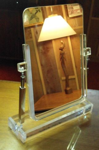 Vtg Lucite Vanity Mirror Large Double Sided Mcm Hollywood Regency Jewelry Store? photo