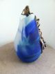 Modern Signed French Art Deco Blown Glass Vase Metal Coated/ Aqua Blue Europe Vases photo 1