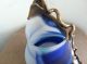 Modern Signed French Art Deco Blown Glass Vase Metal Coated/ Aqua Blue Europe Vases photo 3