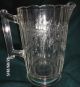 Eapg Pitcher Glass Paneled Branch Handle Feathered Spout Floral Motif Pitchers photo 2