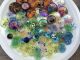 Huge Antique Victorian Czech Glass Buttons Dragonfly Vaseline Flower 41mm Buttons photo 11