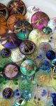 Huge Antique Victorian Czech Glass Buttons Dragonfly Vaseline Flower 41mm Buttons photo 3