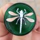Huge Antique Victorian Czech Glass Buttons Dragonfly Vaseline Flower 41mm Buttons photo 4