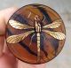 Huge Antique Victorian Czech Glass Buttons Dragonfly Vaseline Flower 41mm Buttons photo 5