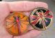 Huge Antique Victorian Czech Glass Buttons Dragonfly Vaseline Flower 41mm Buttons photo 7