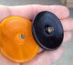 Huge Antique Victorian Czech Glass Buttons Dragonfly Vaseline Flower 41mm Buttons photo 8