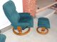 Matching 2 Mcm Ekornes Stressless Chairs & Ottomans - Forest Green Suede Mid-Century Modernism photo 3