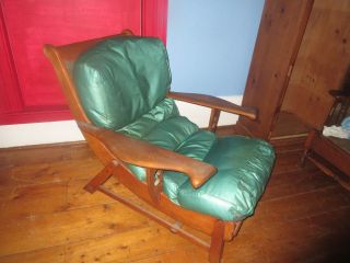 Vintage Mid Century Wood Lounge Arm Chair Danish Modern Cushman Furniture Style photo