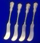 Antique - Set Of (4) Sterling Silver Butter Knives,  Hallmarked With 