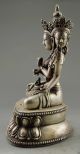 Collectible Decorated Old Handwork Tibet Silver Carve Buddha 3 Head 6 Arm Statue Buddha photo 1