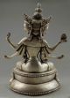 Collectible Decorated Old Handwork Tibet Silver Carve Buddha 3 Head 6 Arm Statue Buddha photo 2