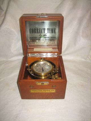 Hamilton Model 22 Gimballed Chronometer Deck Watch Gro photo