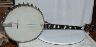 Incredible 20 ' S Lyon & Healy Intricately Carved Inlaid Abalone Banjo Gibson Era photo