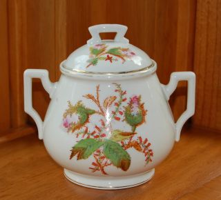 Antique Biscuit Cookie Cracker Jar With Rose Buds Large Sugar photo