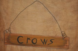 Primitive Handpainted Wooden Sign Crows Vintage Wood Slat Country Cabin Decor photo