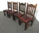 Gorgeous Set Four Vintage Rustic Spanish Revival Chairs Red Leather Carved Post-1950 photo 1