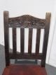 Gorgeous Set Four Vintage Rustic Spanish Revival Chairs Red Leather Carved Post-1950 photo 7