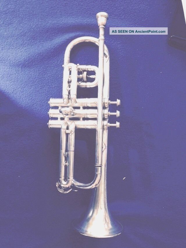 Antique Silver Trumpet Conn Victor 1919 New Wonder Trumpet Cornet Brass photo