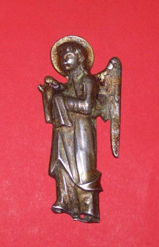 Medieval 10th - 14th Century Huge Silver Saint Angel Mount,  Uncleaned photo