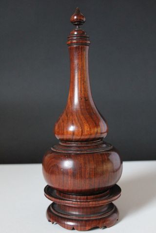 Antique Chinese Wooden Bottle Daoguang On Sculpted Stand Islamic Religion photo