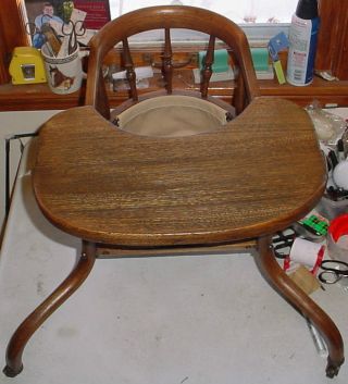 Antique Primitive Wood Walker Jumper Eating Chair For Baby - photo