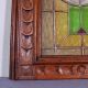 French Antique Stained Leaded Glass Oak Wood Door Panel 1 Pre-1900 photo 5