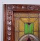 French Antique Stained Leaded Glass Oak Wood Door Panel 1 Pre-1900 photo 6