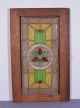 French Antique Stained Leaded Glass Oak Wood Door Panel 1 Pre-1900 photo 7
