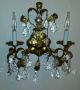 Vintage Tole Gold Italian Italy Chandelier Wall Light 25 Crystals Fixture 1950 ' S Chandeliers, Fixtures, Sconces photo 2