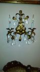 Vintage Tole Gold Italian Italy Chandelier Wall Light 25 Crystals Fixture 1950 ' S Chandeliers, Fixtures, Sconces photo 4