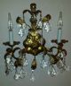 Vintage Tole Gold Italian Italy Chandelier Wall Light 25 Crystals Fixture 1950 ' S Chandeliers, Fixtures, Sconces photo 7