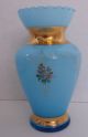 Hand Blown Blue Vase Hand Painted Cased Glass Vases photo 3