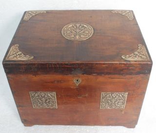 Antique Restored Wooden Handmade Secret Opening Wooden Box Many Compartments photo