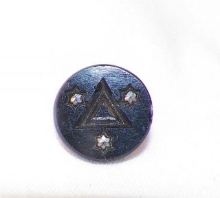 Victorian Black Glass Button Pressed Triangle Star Studs For Antique Clothing photo