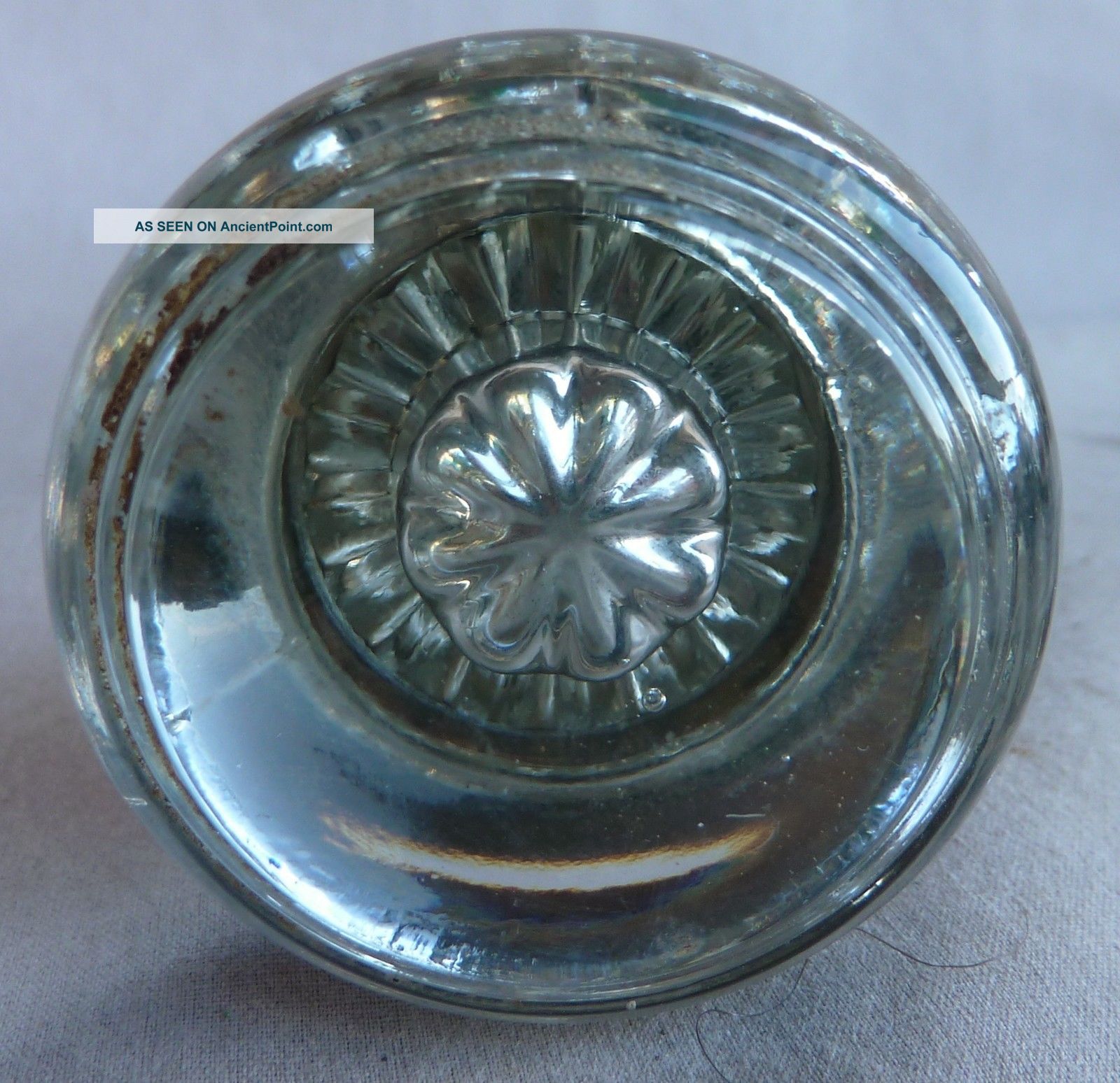 Door Knobs Antique 1880s Brass & Round Crystal Glass Heart/clover Design 2 