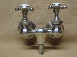 Antique Vintage Kitchen Slate Sink Bathroom Faucets Hot Cold Nickel Brass ' A ' photo