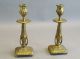 Early American Cast Brass Gold Plated Candle Holders C.  1860 Metalware photo 1