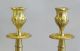 Early American Cast Brass Gold Plated Candle Holders C.  1860 Metalware photo 2