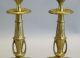 Early American Cast Brass Gold Plated Candle Holders C.  1860 Metalware photo 4