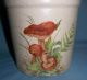 Old Crock With Mushrooms Painted On,  Signed Bonnie R.  Hickens ' 78 - 6 1/4 