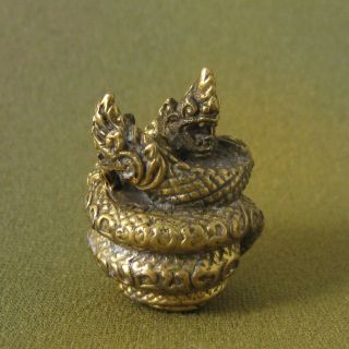 Twin Naga King Wealth Rich Lucky Sacred Charm Thai Amulet photo